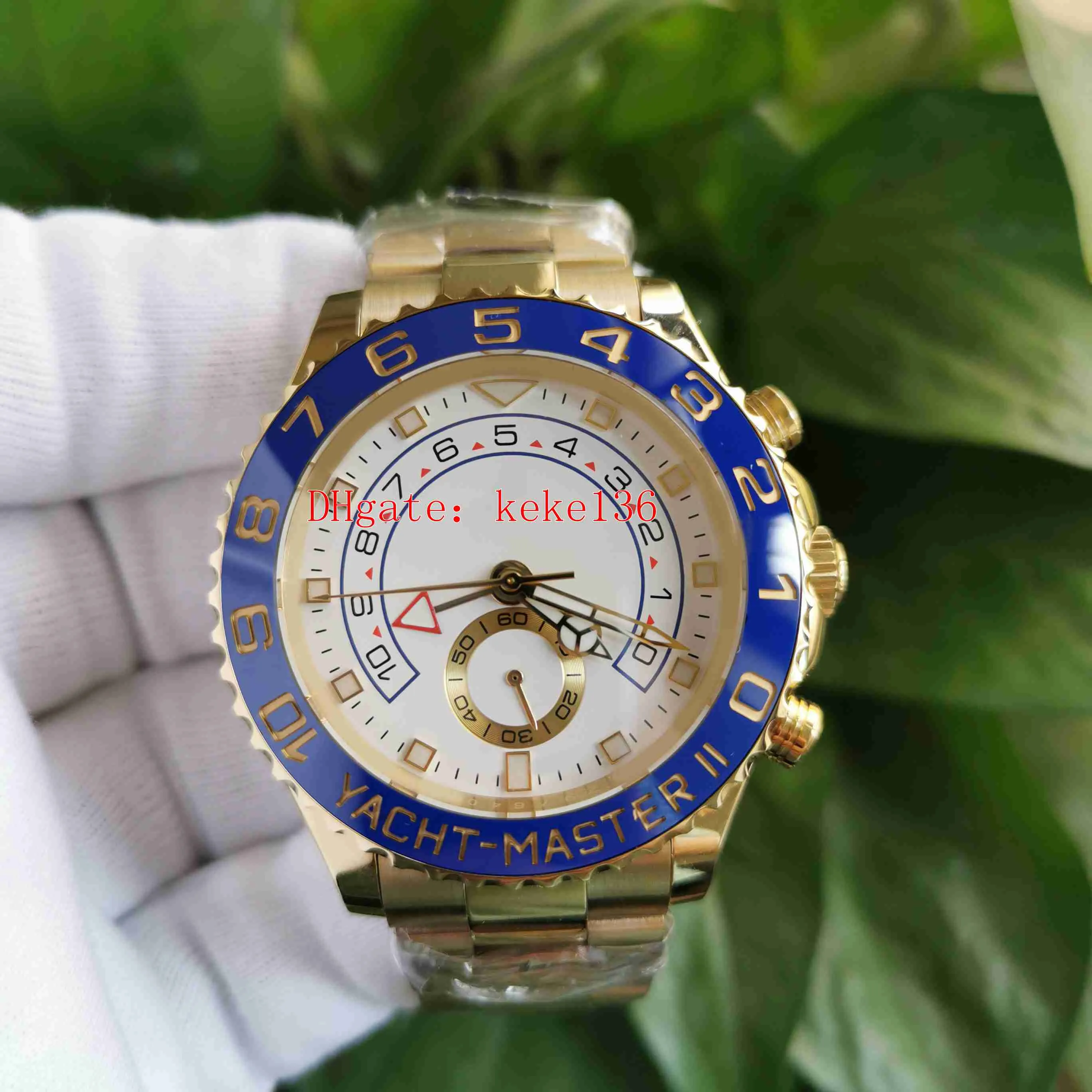 Top Mężczyźni Wtaches Watch 116688 44mm Yellow Gold Eta 7750 Ruch Ceramiczny Bezel Sapphire Chronograph Praca Automatyczne mechaniczne męskie na rękę