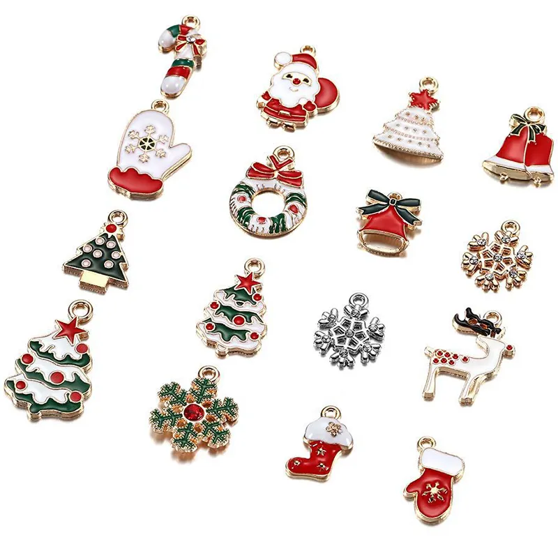 10 adet / grup Noel Metal Charm Kar Tanesi Çan Kolye Noel Süs Bilezik Kolye Takı Saç Aksesuarları Yapma Giysi Dikiş Çantaları Dekorasyon JY0652