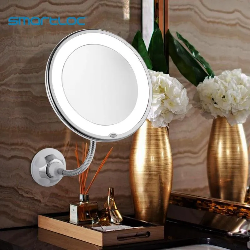 Aynalar Smartloc Uzatılabilir LED 10X Büyüteç Banyo Duvara Monte Ayna Aynalar Smartloc Uzatılabilir LED 10X Büyüteç Banyo Duvara Monte Ayna