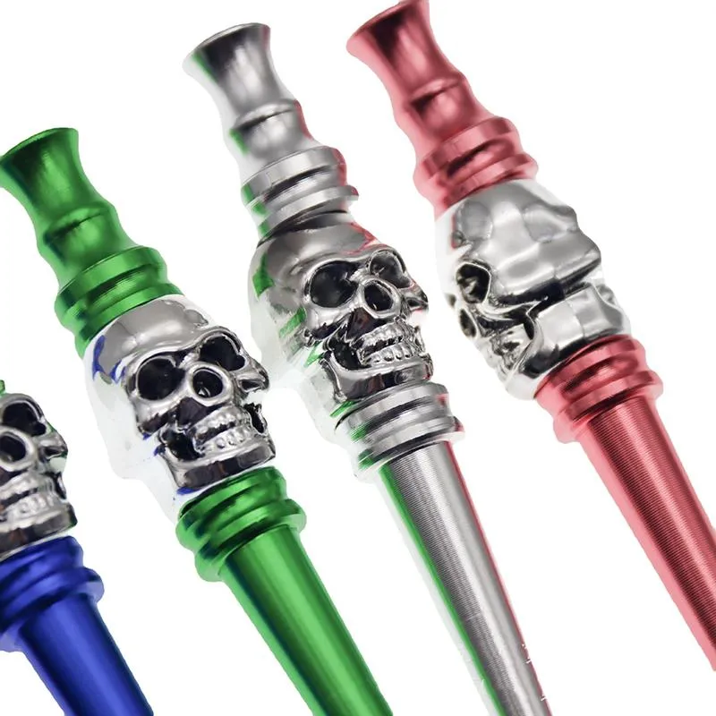 Creative Skull Pipe Straight Metal Pipe Cigarette Holder Household Smoking Accessories 77MM