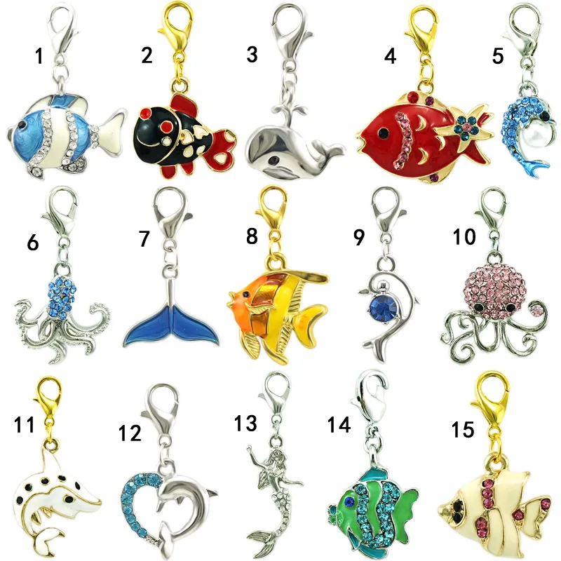 Jinglang Classic Lobster Chiusura Ocean Series Charms Ciondoli Mix Colore Pesce FAI DA TE Charms per gioielli per accessori