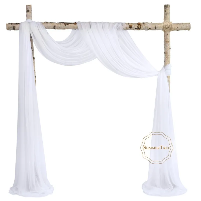 Wedding Arch Drapping Fabric 29" Wide 6.5 Yards Chiffon Fabric Backdrop Curtain Drapery Ceremony Reception Swag 210913