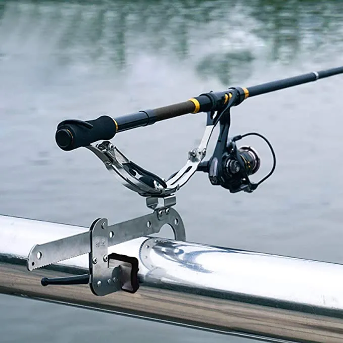 Barco de pesca Barco Suporte Aço Inoxidável Ajustável Duplo Pólo braquete em polesholders Rack Grande Abertura Abertura Pesca ao ar livre