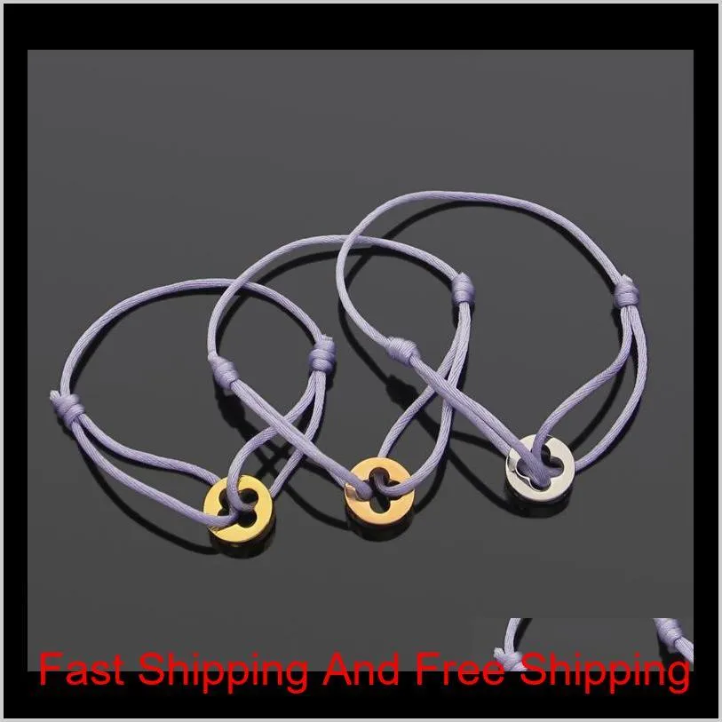 fashion women bangle handmade rope chain bracelet charm titanium stainless steel three circles carter
