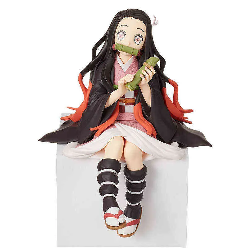 Anime Demon Slayer Figure Tanjirou Nezuko Zenitsu Inosuke Shinobu Giyuu Eat  Rice Balls Kimetsu No Yaiba PVC Action Figurine