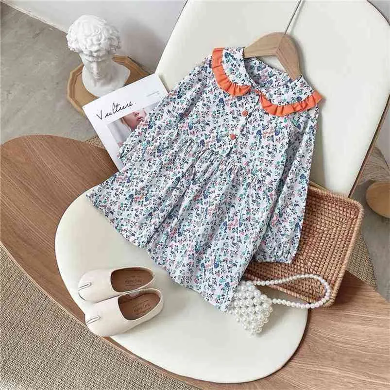 Gooporson Fall Flower Dress for Girls Korean Fashion Long Sleeve Princess Dress Cute Little Children Costume Children Clothes 210715