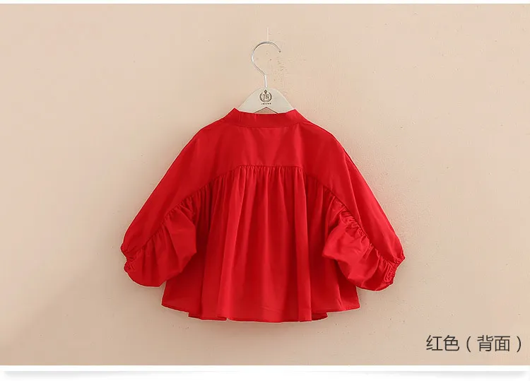 Kids Tops Spring Autumn New Fashion Baby Children Mandarin Collar Solid Color Long Sleeve School Girls Blouses Shirt (10)