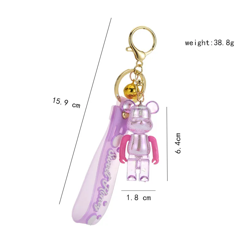 Cute Acrylic Bear Keychain for Women Pendant Transparent Keyring silicone String Lover Car Keychains Girl Gift