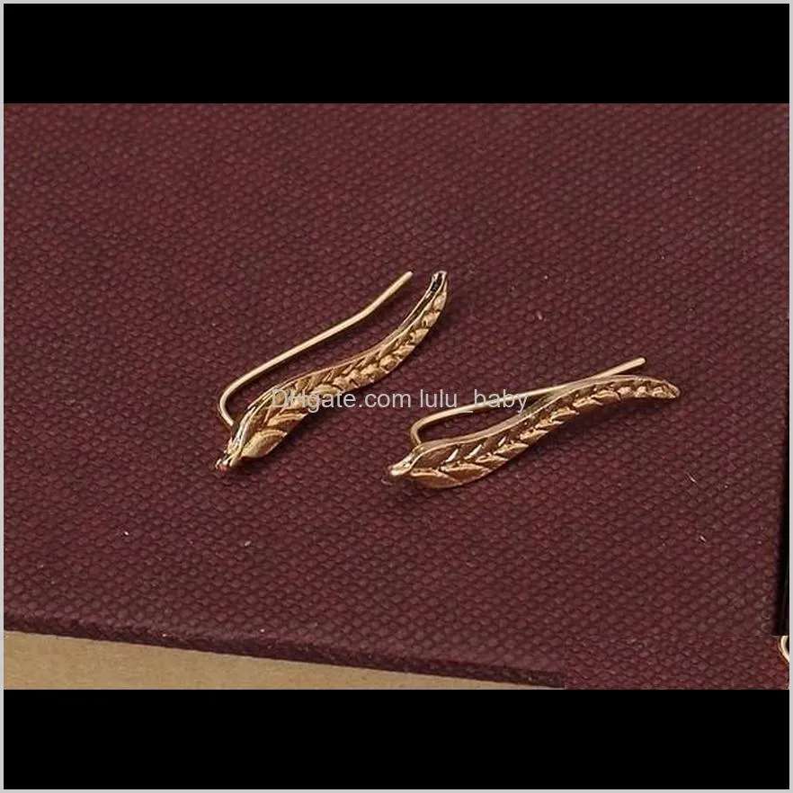 Pair Fashion Gold /Silver Plated Alloy Leaf U-shaped Ear Clips Stud Earrings Jewelry For Girls/Ladies