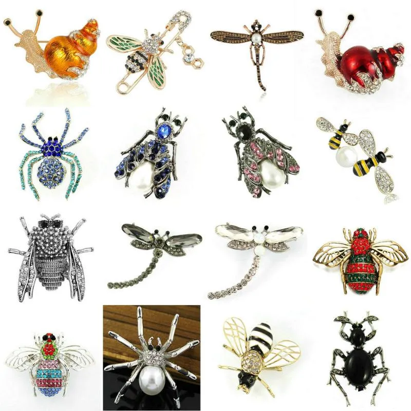 Épingles, Broches Émail Papillon Bragonfly Oiseau Crabe Pour Hommes Et Femmes Métal Strass Insectes Banquet Mariage Bouquet Broche Cadeaux