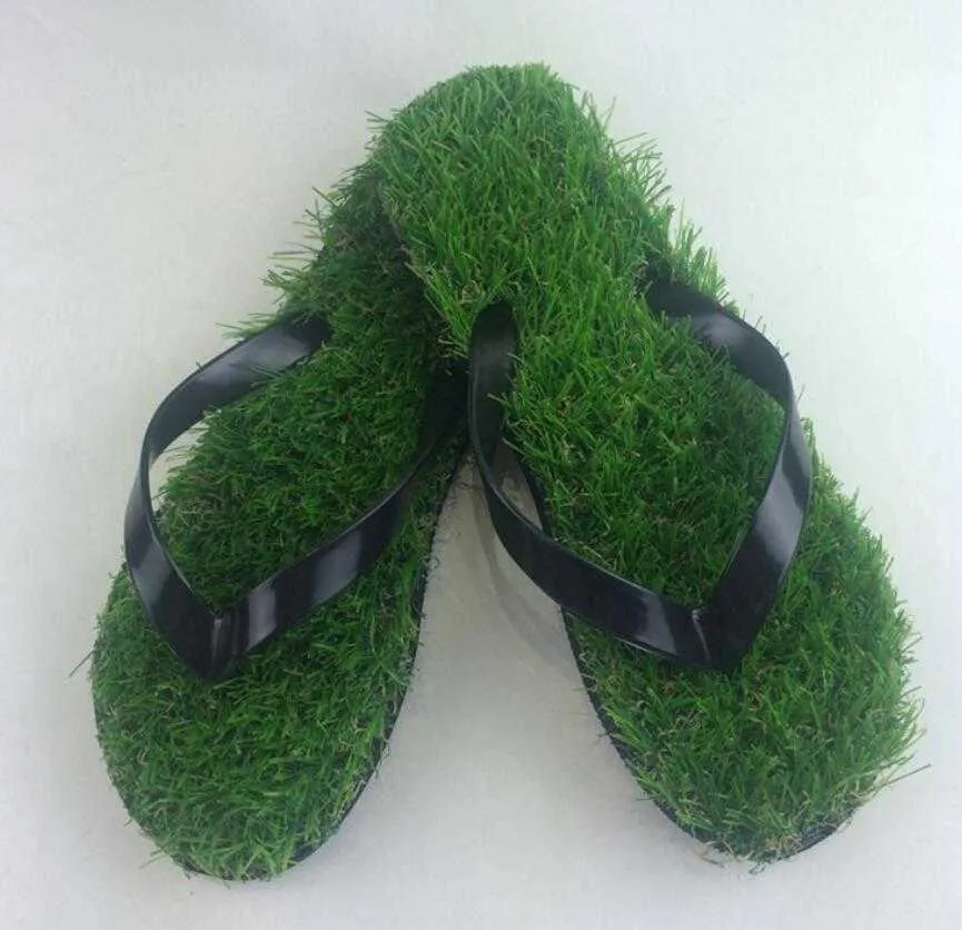 Green grass sales flip flops