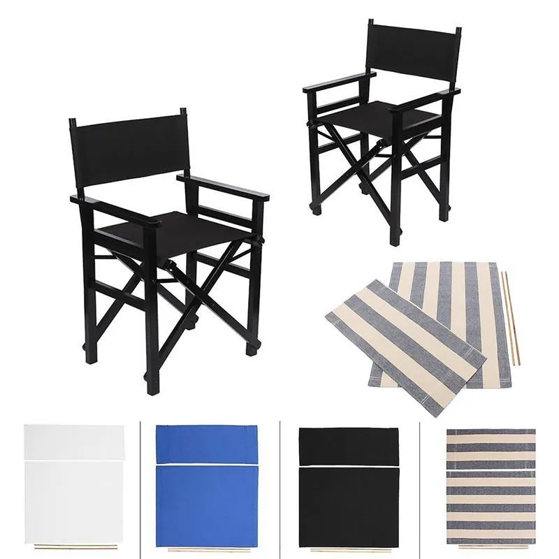 Housses de chaise 4 pièces tissu de toile de remplacement directeur en 4 couleurs ensemble de jardin extérieur pour cool (chaise non incluse)