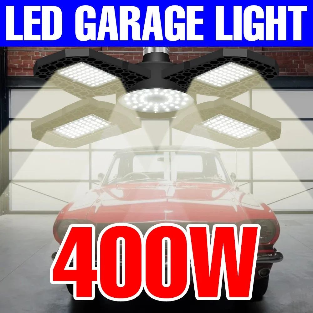 E27 LED High Bay Garage Light 85-256V Appliques 200W 300W 400W Pliant Lampara Lampe Entrepôt Atelier Éclairage