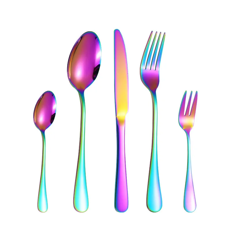 Rainbow Flatware Set Dinnerware Cutlery Set Stainless Steel Knife Fork Spoon