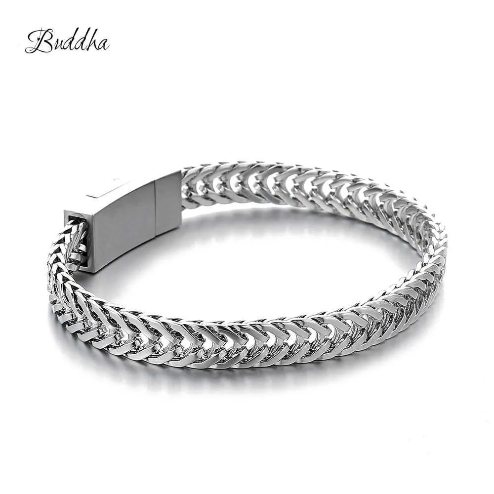 Pulseira Masculina Buddha Pulseiras Cor Prata Tone Link Cadeia Pulseiras Pulseira para MENS Jóias Presente Boa Qualidade 210609