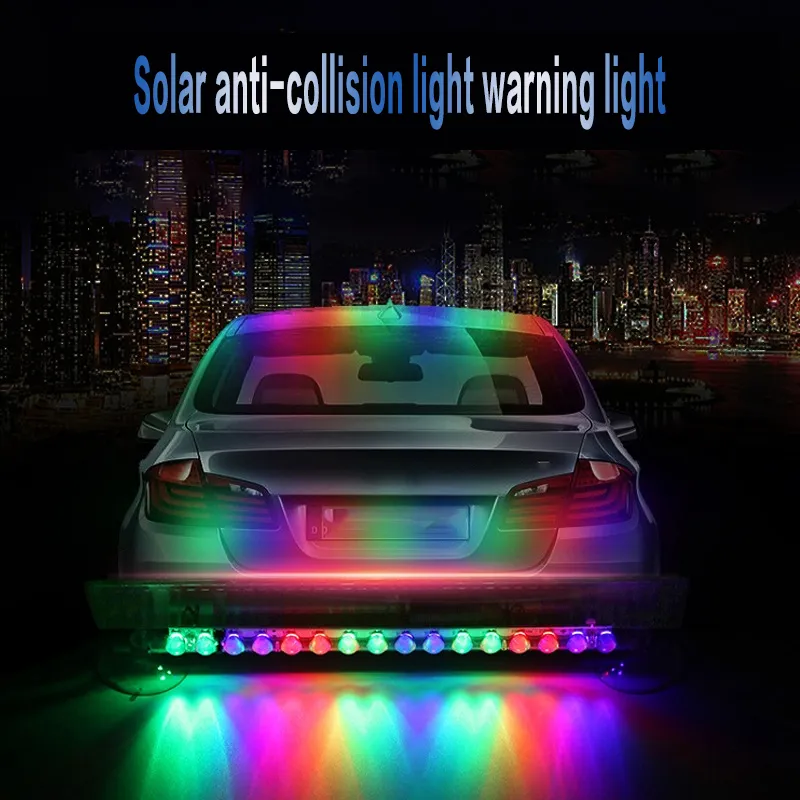 1pc LED Solar Energy Storage Flashing Warning Light Wireless Car Auto Super Bright Colorful Universal Interior Decoration