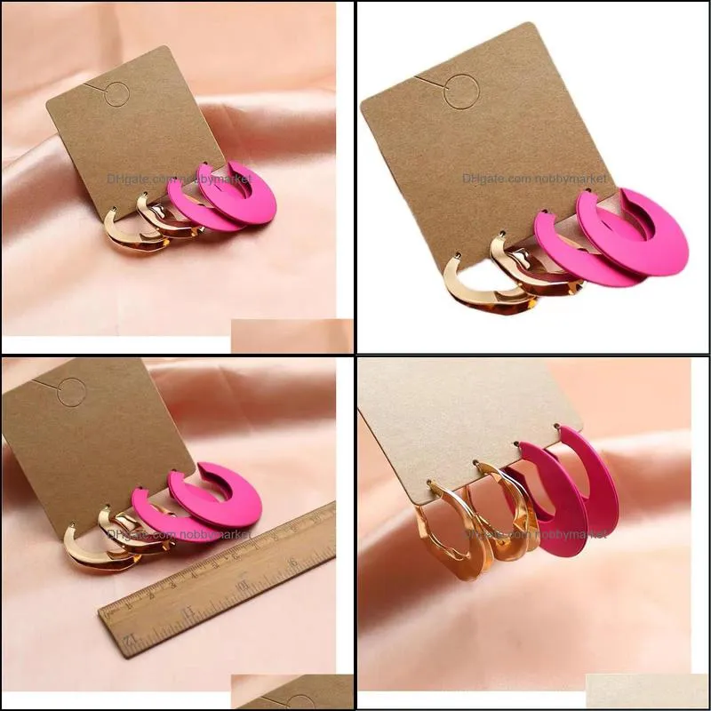 Stud European And American Style Set Earrings Metal Irregular Paint Trend Exaggerated Personality Fashionable Girl