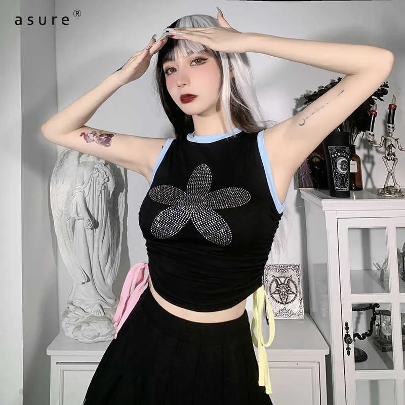 Traf Crop Tank Tops For Girls Corset Top Y2k Women Gothic Clothing Vintage Aesthetic Sexy Chest Binder Bra JY21187 210712