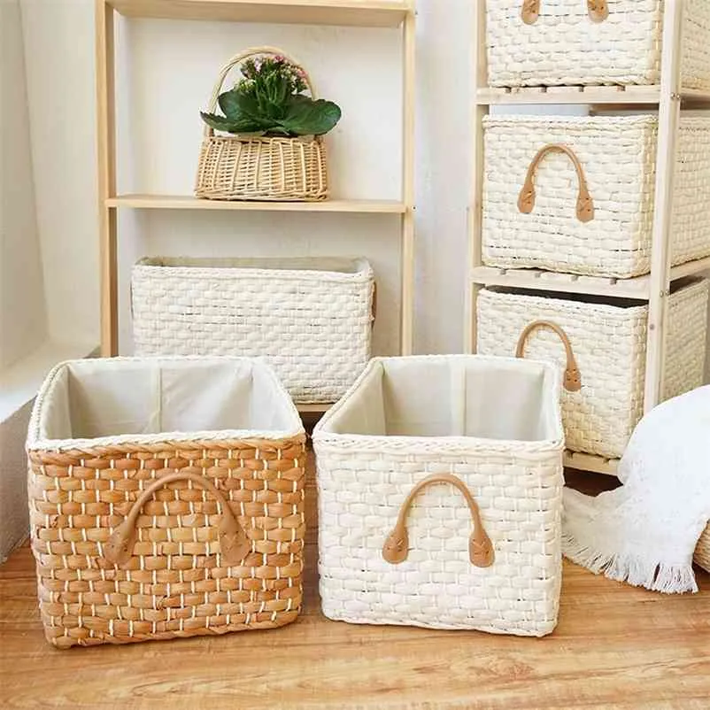 Handmade Woven Woven Storage Baskets For Laundry Sundries Clothes Toys Manual Organization And Decorative Panier Rangement 210609 From Kong08 14.24 DHgate.Com