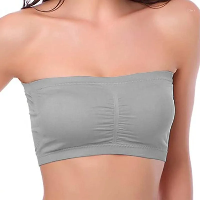 Stretchy Strapless Bra Bandeau Tube With Removable Padding Womens