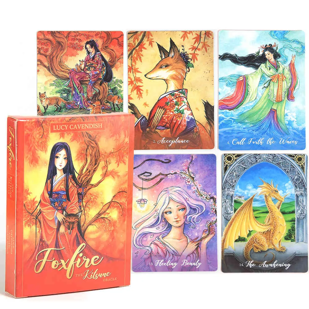 Foxfire Kitsune Oracles 45 Karty Deck Tarot z GueBook Card Board Pracuj swoją lekkąMoonology Oraclesgoddess Power