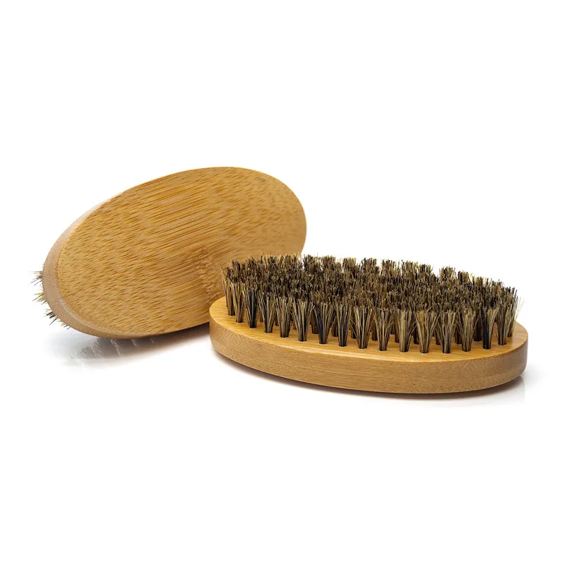 Natural Boar Bristle Brush Men`s Beard Brushes Portable Bamboo Bathroom Facial Massage Cleaning Household Beauty Tool