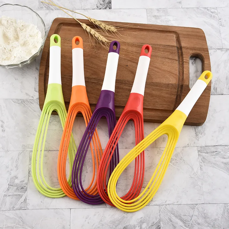 Multifunctional Rotary Manual Egg Tools Beater Mixer Mini Plastic Kitchen Whisk Bake Agitator Silicone Eco-Friendly