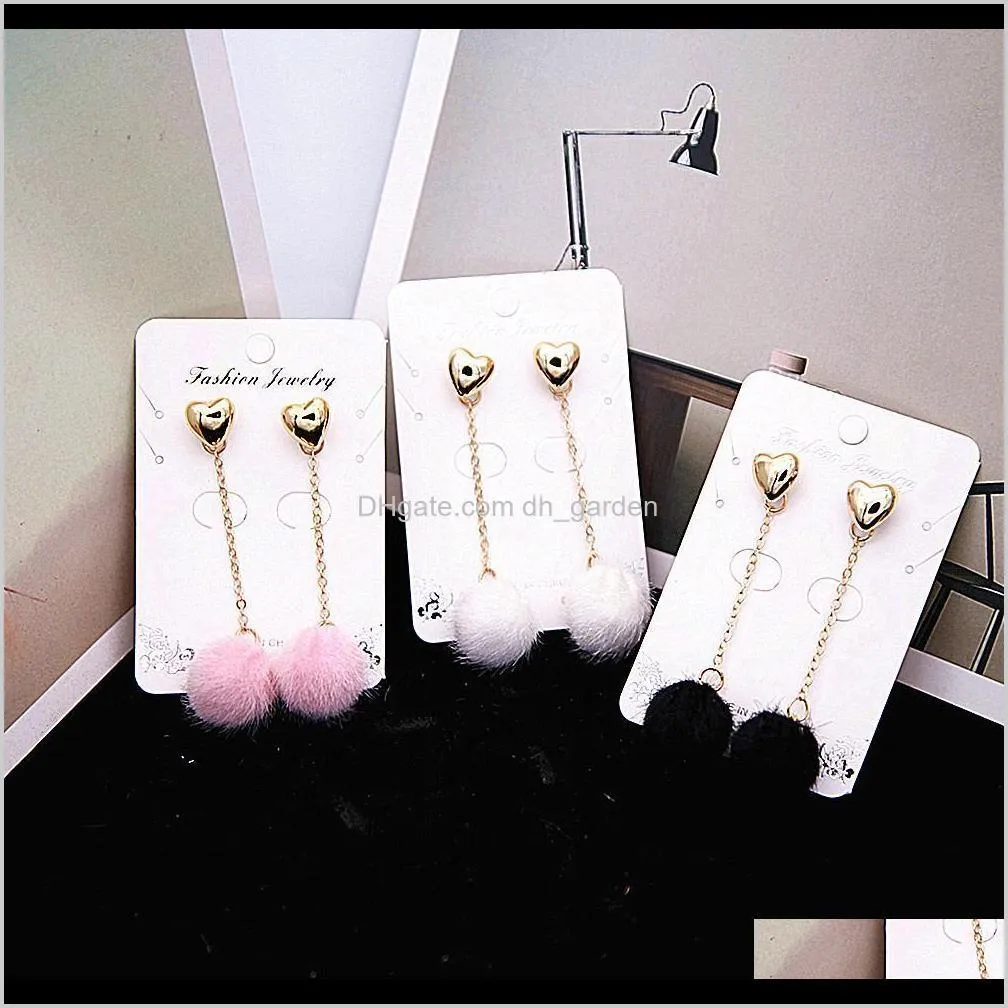 New Fashion Soft Fur Ball Pompom Earrings For Women Pink/white/black Long Tassel Earrings Statement Ear Jewelry