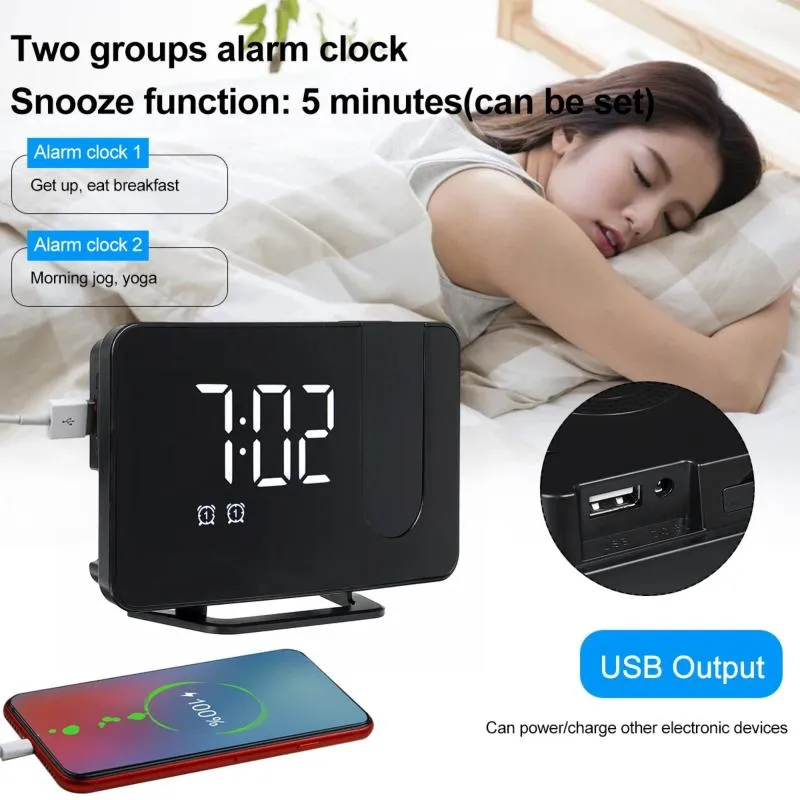 Radio Fast Deliver Usb Fm Alarm Clock With Time Projection Dimmable Led Display Reloj Despertador Con Pantalla