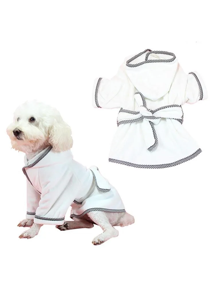 Köpek Giyim Pet Robe Kedi Sıcak Pijama Emici Hızlı Kuruyan Banyo Bornoz Ev Kışlık Yavru Köpek Tulum Köpekler Sleepingwear