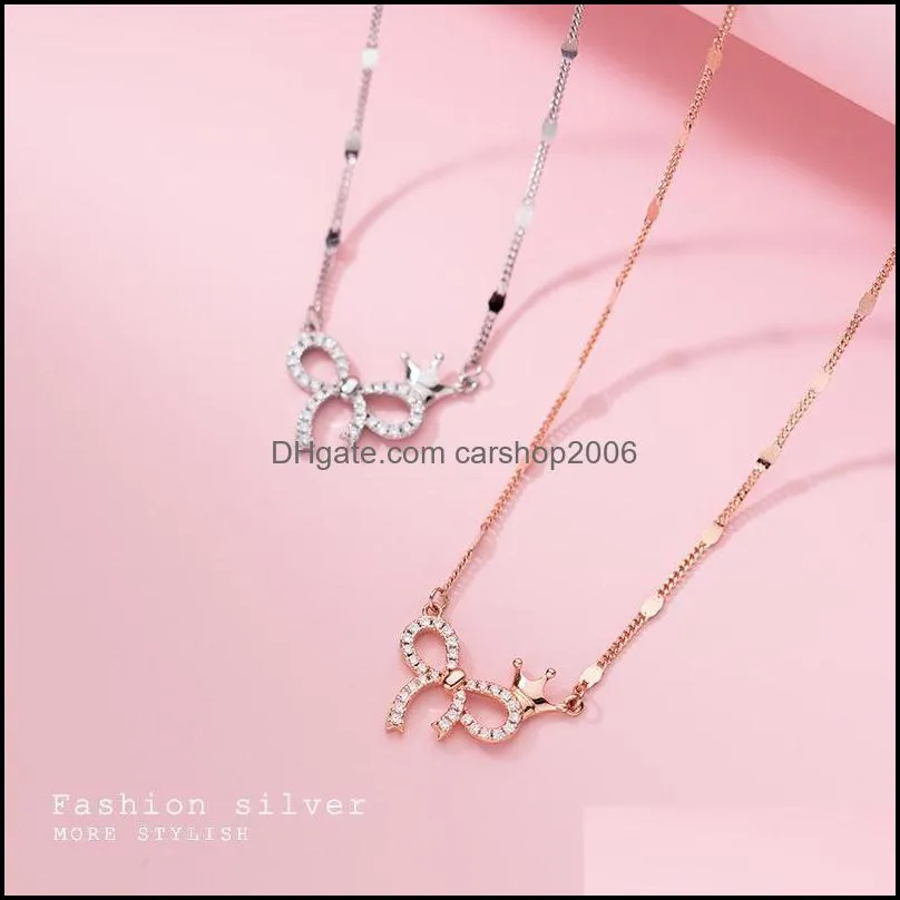 Chains Solid 925 Sterling Silver Necklace For Women Teen Girls Zircon Star Bowknot Cute Dainty Choker Necklaces Sweet Korean Jewelry