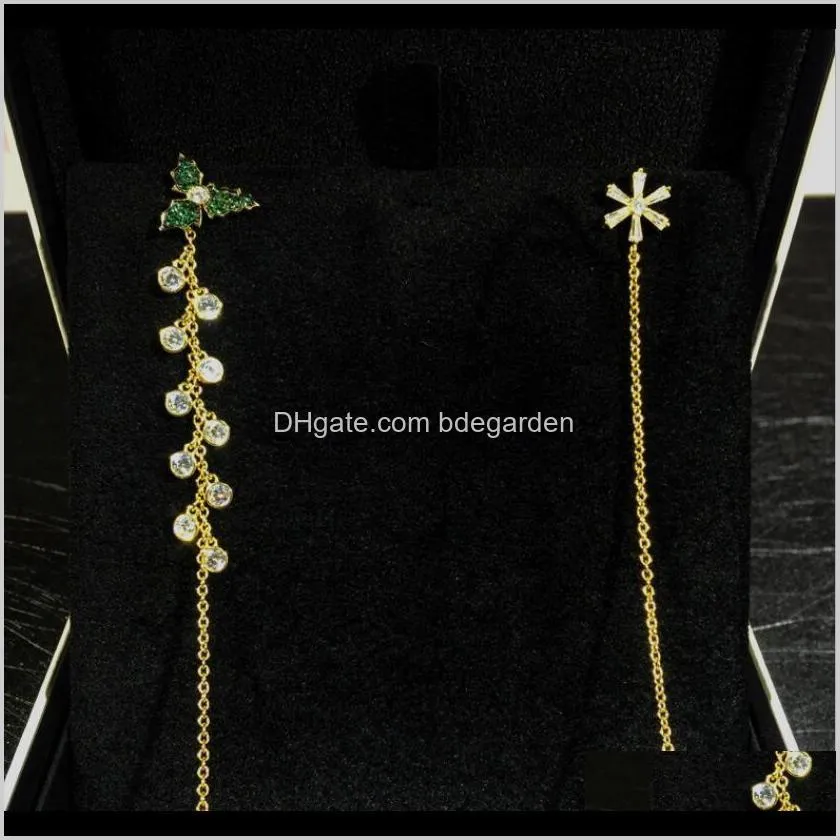 jewelry S925 sterling silver earrings snowflake butterfly crystal ear line earrings for women chrismas style hot fashion