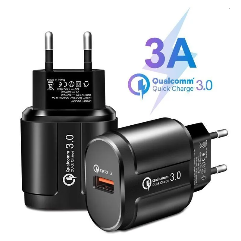 Hot USB Ładowarka Telefon QC 3.0 18W Szybka ładowarka ścienna 3a EU US UK Plug Adapter podróży dla iPhone Samsung Universal Szybka ładowarka