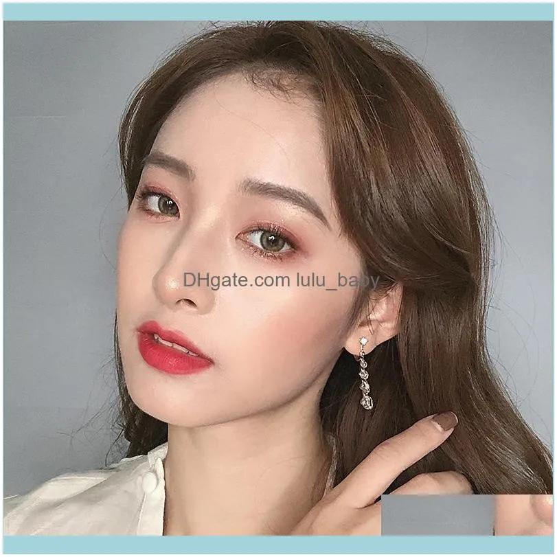 Dangle & Chandelier S925 Pure Silver Zircon Long Earrings For Women Women`s Fashion Korean Temperament Advanced