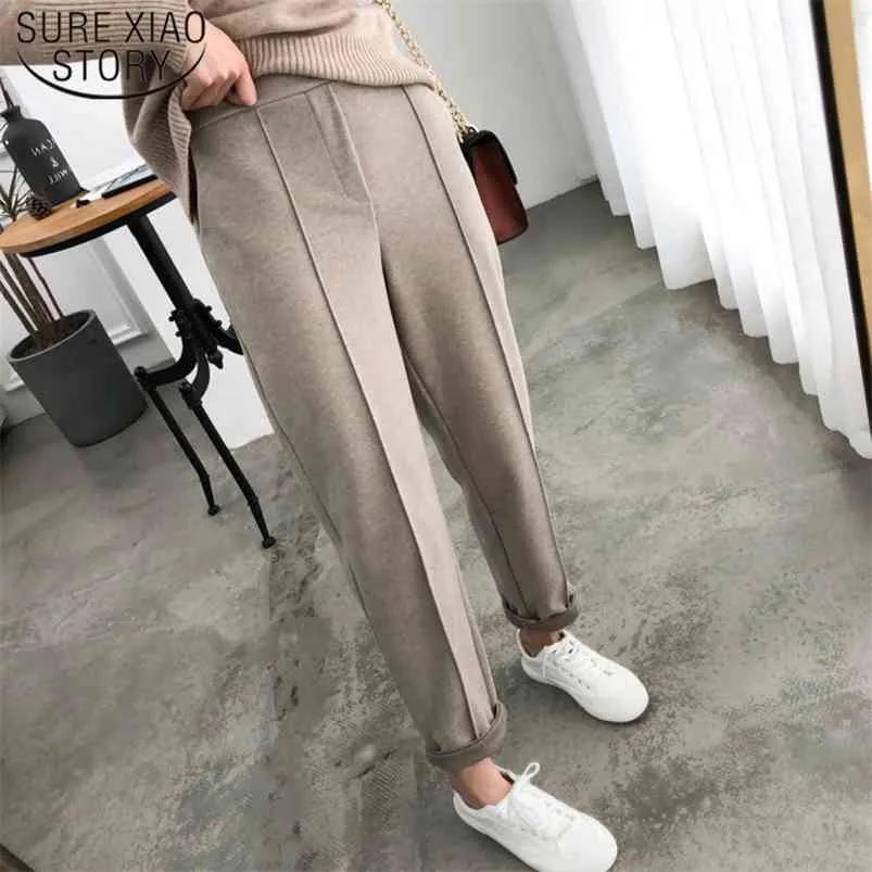 Thicken Dames Potlood Broek Lente Winter Plus Size Ol Stijl Wol Vrouwelijke Werkpak Pant Losse Vrouwelijke Broek S 6648 50 210721