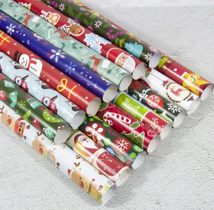 Presente de Natal Envoltório de papel Xmas Decoração Presentes Caixa DIY Papel Papel Desenhos Animados Papai Noel boneco de neve presentes presentes wrapping papers SN3290