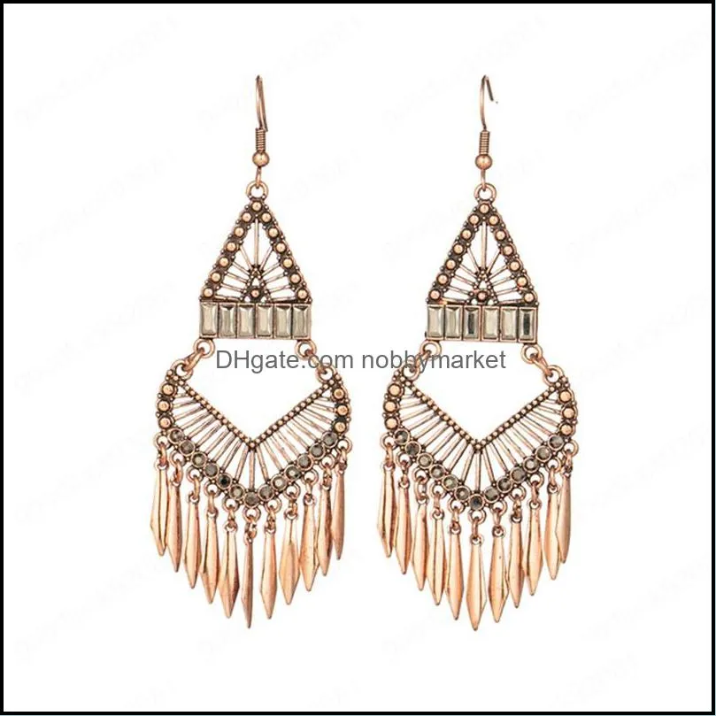 Bohemia Ethnic Earring For Women Female Rose Goldn Luxury Tassel Dangle Drop Earrings boho Indian fine Jewelry Accessories