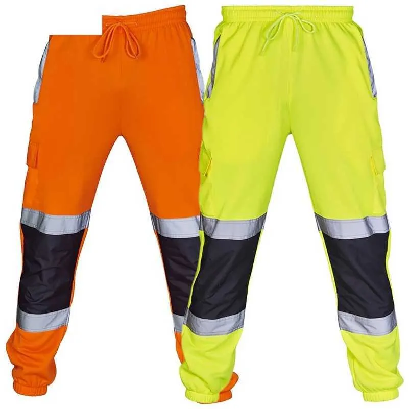 Ciepła Moda Mężczyźni Droga Pracy Wysokiej Widoczności Kombinezony Casual Pocket Work Casual Spodnie Spodnie Jesienne Topy 18Nov28 201221