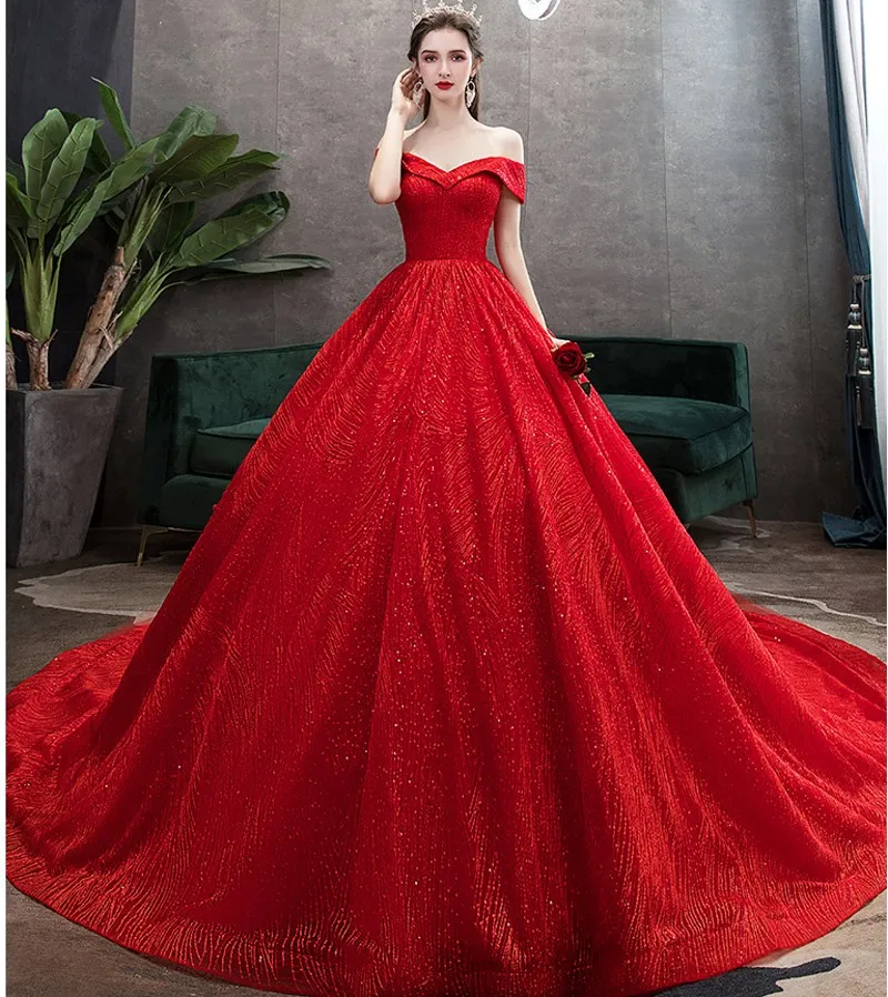 red and off white wedding dress MADE to ORDER Handmade Red White Wedding Dress Train Red Gold Roses Dangling Leaves Red Gold Embroidered Appliques