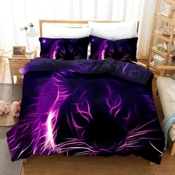  Fish Cat Bedding Set Animals Pattern Luxury 3D Print Bed Linen Modern Art Microfiber Duvet Cover Sets 2/Single Double Size Covers for kids Adult Home Decor