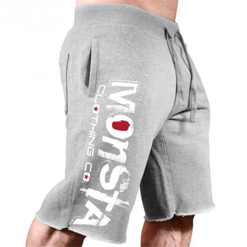 Heren Zomer Losse Katoen Print Casual Shorts Fitness Training Gym Kleding Joggen Sweatshorts Knielengte Plus Size Short Homme X0628