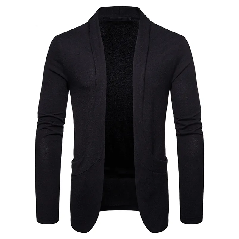 Mens Slim Fit Knitted Sweater With Shawl Collar Black Winter Mens Wool