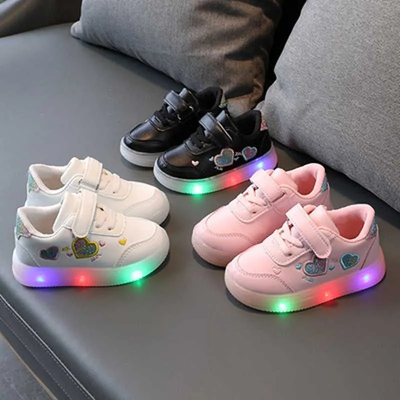 Bébé Filles Garçons Lumineux Baskets Chaussures LED Bébé Lumineux Chaussures Enfants Enfants Casual Avec Lumière LED Glowing Toddler Chaussures Blanc G1025