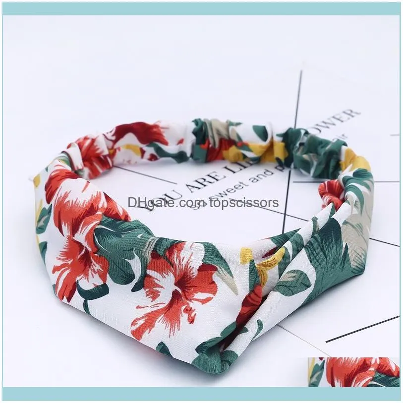 Sweet Women Hair Bands Print Headbands Vintage Accessories Cross Turban Bandage Bandanas Hairband Headwrap Summer Headwear1