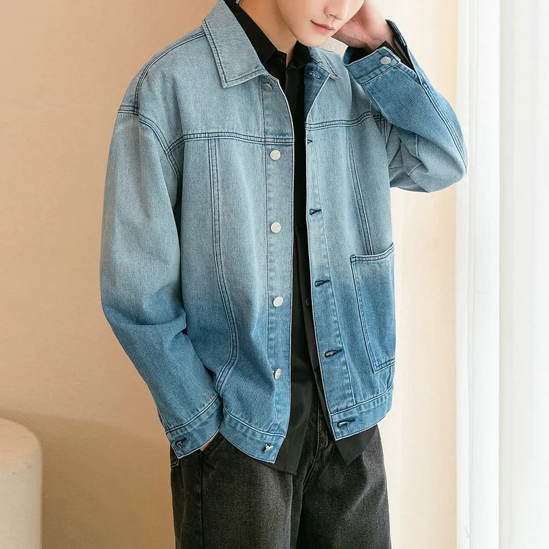 Men Denim Jacket Streetwear Hip Hop Mens Jean Jackets Male Casual Loose Outerwear 2021 New Spring Fashion Slim Fit Coat Blue