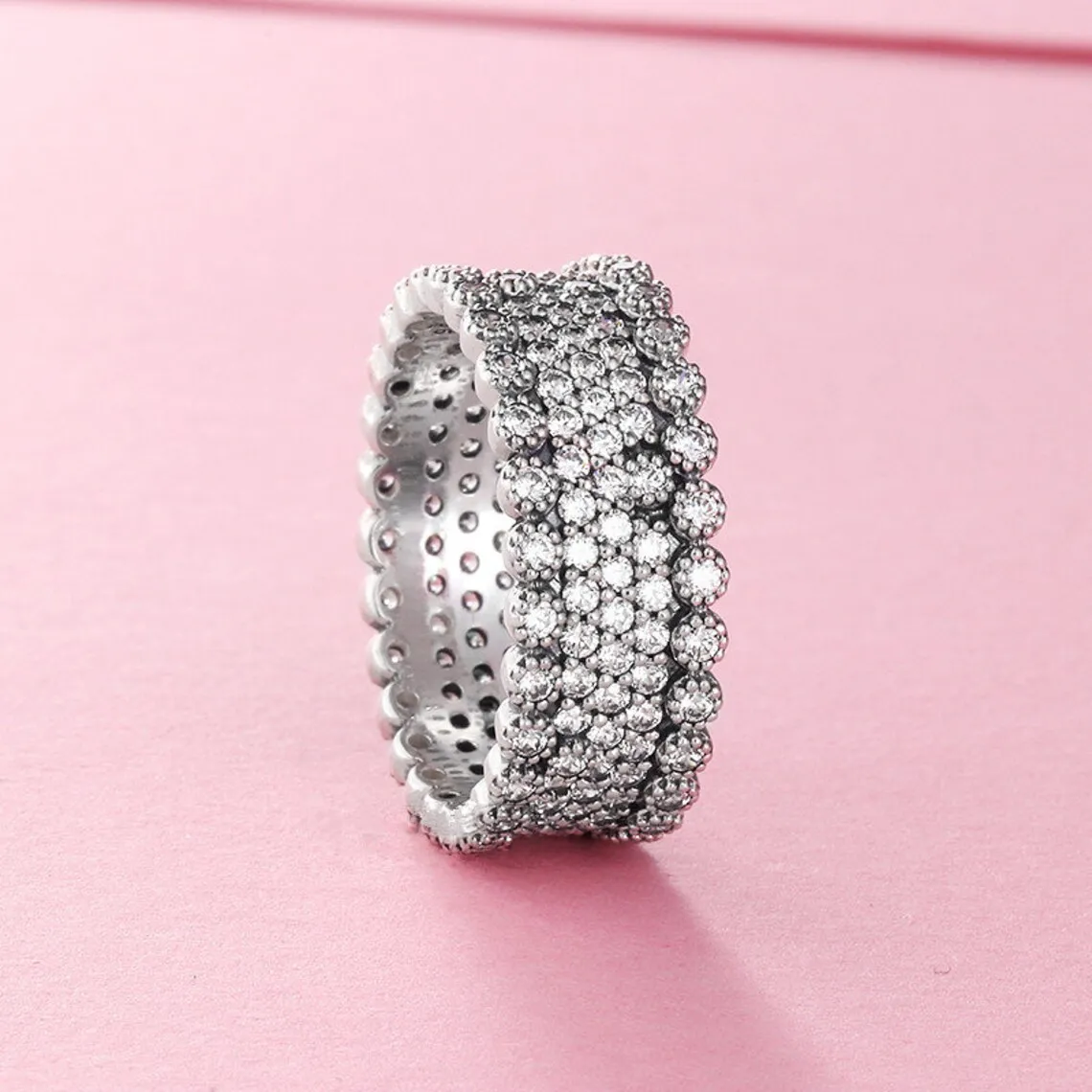 925 Sterling Silver Lavish Sparkle Clear CZ Stones Ring Fit Pandora Charm Bijoux Fiançailles Amoureux De Mariage Bague De Mode