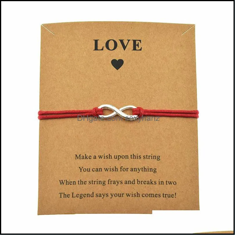 Adjustable Make A Love Card Infinity Charm Bracelets For Women Men Best Friend Gift Friendship Infinity Jewelry