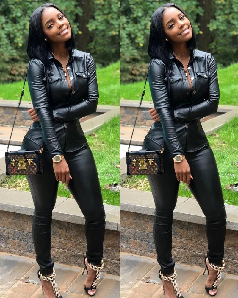 Leather jacket and joggers online