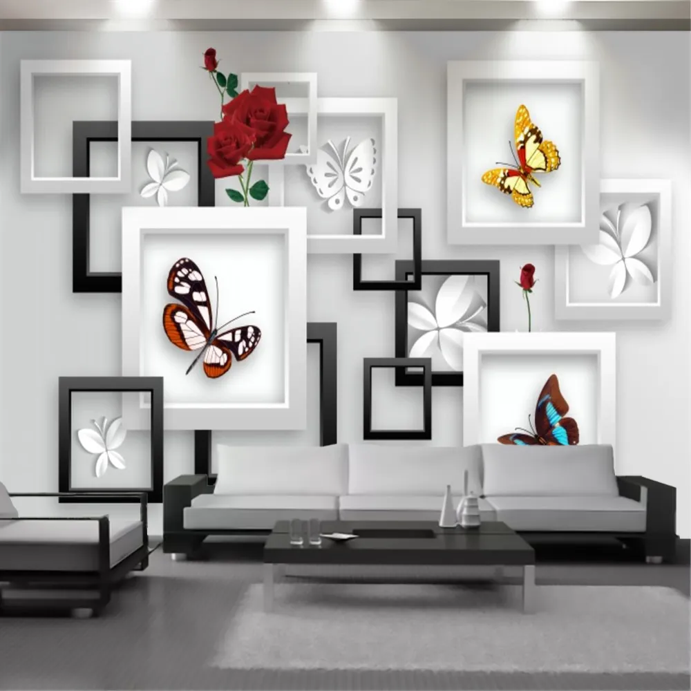 Nefis Kelebek 3D Duvar Kağıdı Duvar Kağıtları Oturma Odası Yatak Odası Ev Dekor HD Dijital Boyama Duvar Suya Dayanıklı Antifouling Duvar Kağıtları