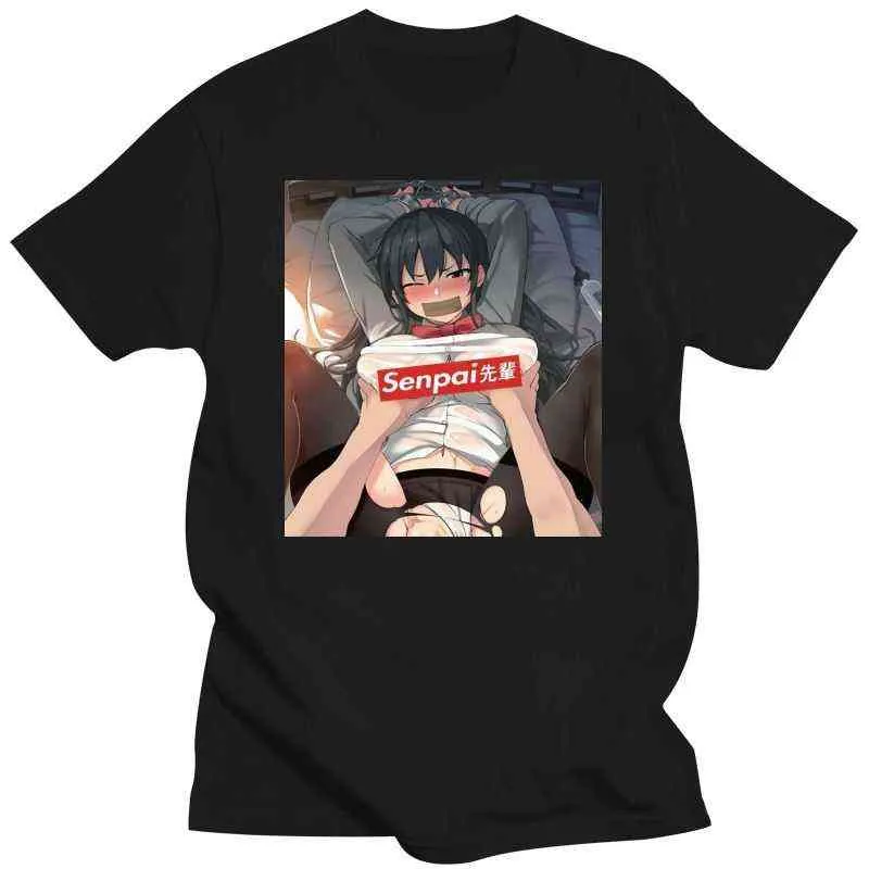 Hentai Senpai Funny Anime Manga Cotton T-shirt för män, storlek M-3XL, Y220208